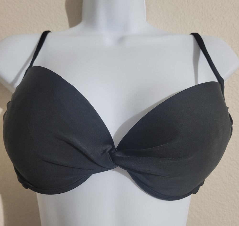 Catalina Black Knotted Front Bikini Top Medium 7 9 Juniors Push Up Padded